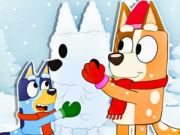 Игра Пазл: Блуи и Рождественский снеговик онлайн