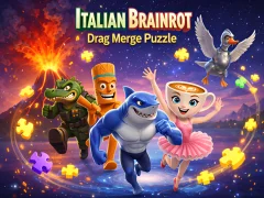 Игра Italian Brainrot Drag Merge Puzzle онлайн