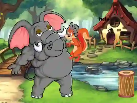 Игра Squirrel Trapped To Giant Elephant онлайн