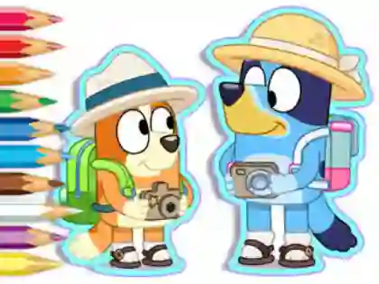 Игра Coloring Book: Bluey Camping онлайн