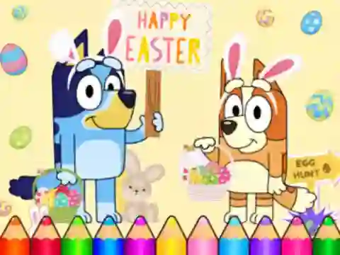 Игра Coloring Book: Bluey Happy Easter онлайн