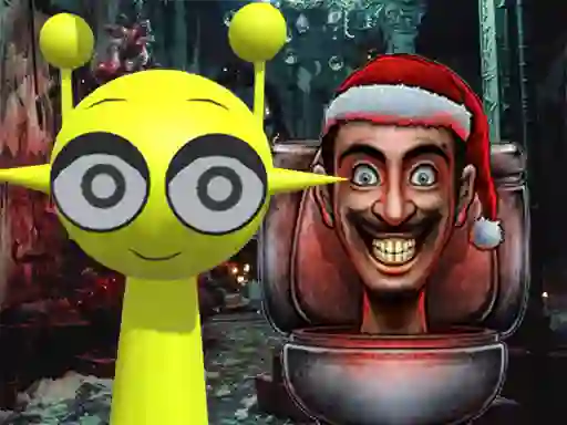 Игра Sprunki in Backrooms Christmas Skibidi онлайн