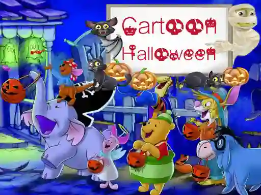 Игра Cartoon Halloween Slide Puzzle онлайн