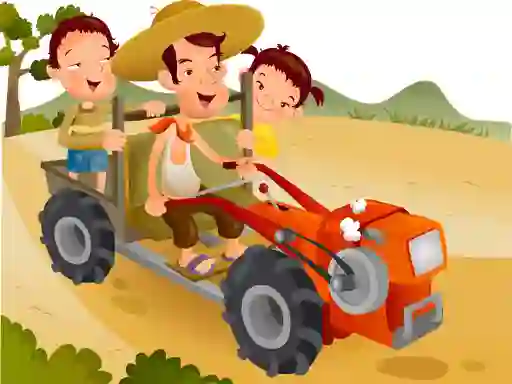 Игра Cartoon Tractor Puzzle онлайн