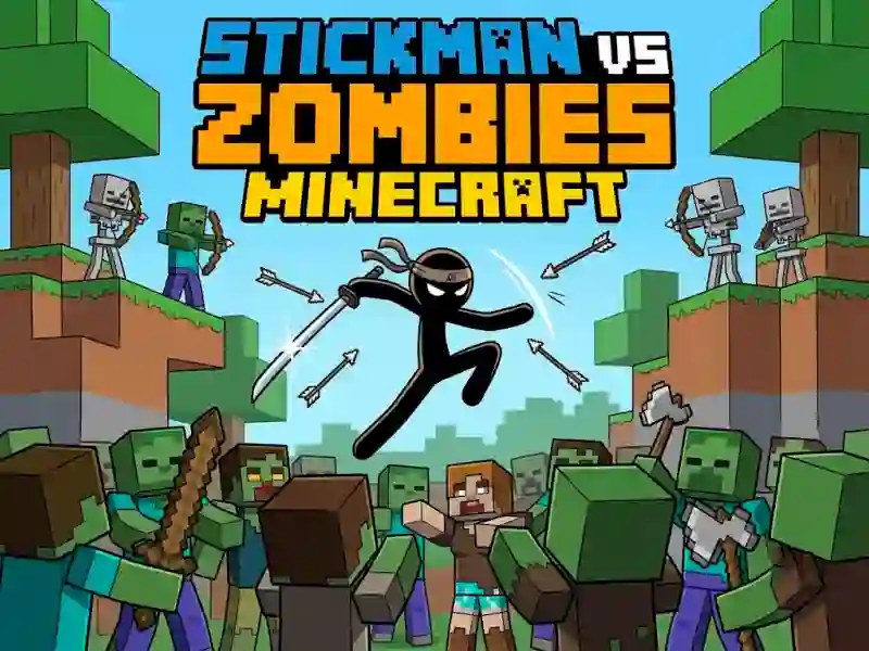 Игра Stickman vs Zombies Minecraft онлайн