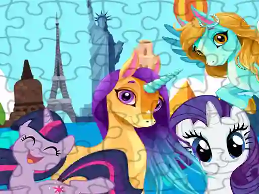 Игра Unicorns Travel The World Puzzle онлайн