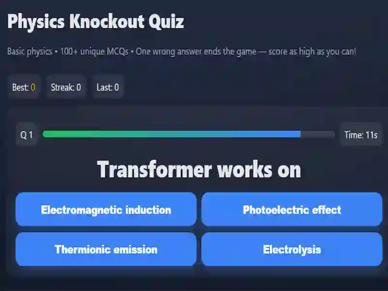 Игра Physics knowledge quiz онлайн