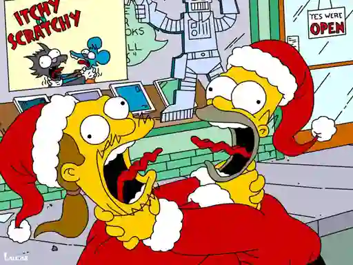 Игра Simpsons Christmas Jigsaw Puzzle онлайн