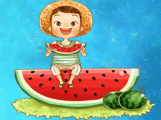 Игра Watermelon and Drinks Puzzle онлайн
