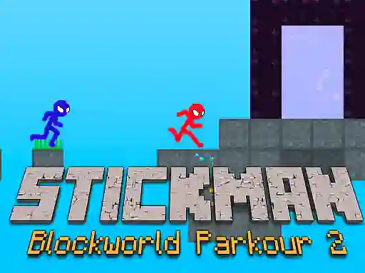 Игра Stickman Blockworld Parkour 2 онлайн