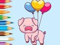 Игра Книжка-раскраска: Свинья на воздушном шаре онлайн