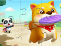 Игра Пазл: Маленькая панда играет с питомцем онлайн