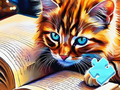 Игра Пазл: Кошка читает онлайн