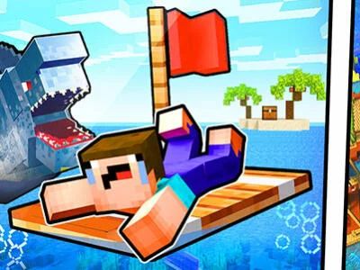 Игра Нуб на плоту: Выживание в океане онлайн